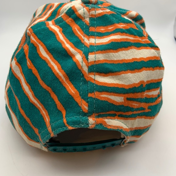 VTG 90s Zubaz Miami Dolphins Retro Logo Zebra Pattern Snapback Hat Autographed - Picture 6 of 16